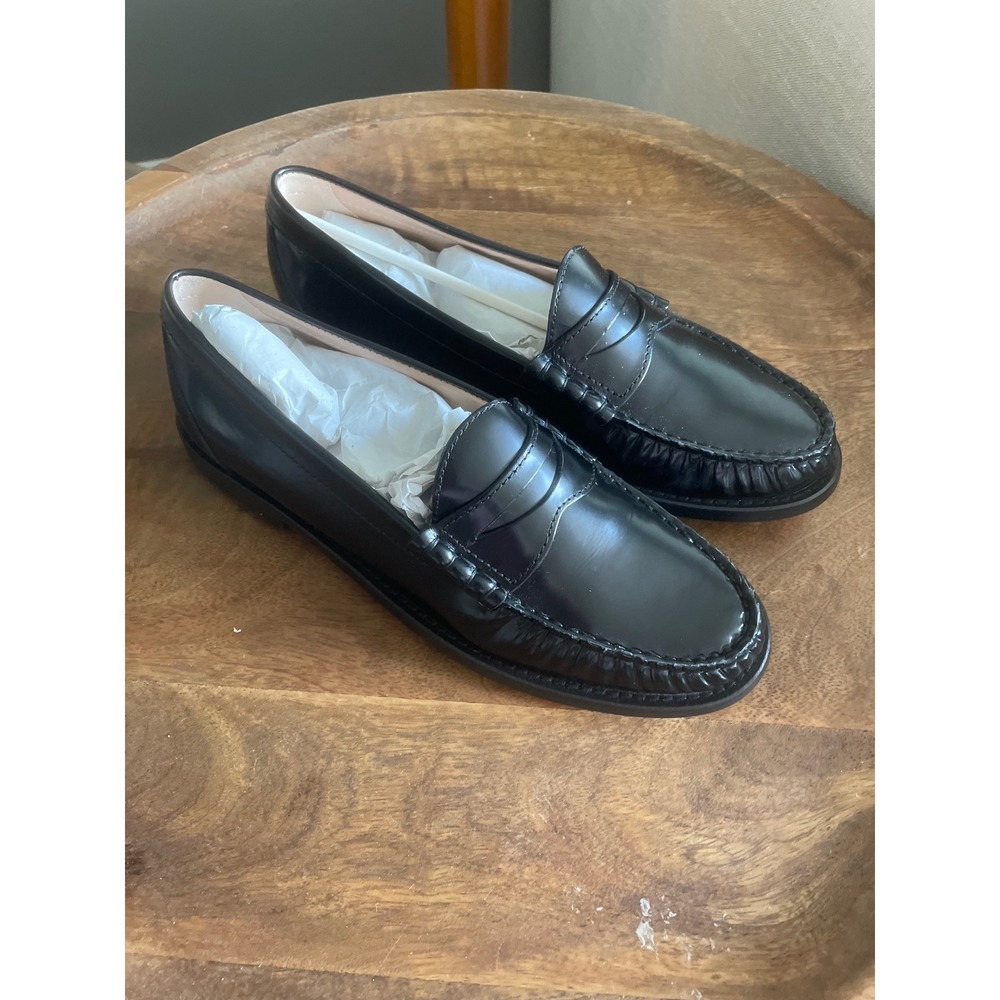 J. Crew Black Winona penny loafers in Italian spazzolato leather 8.5 - Picture 2 of 9